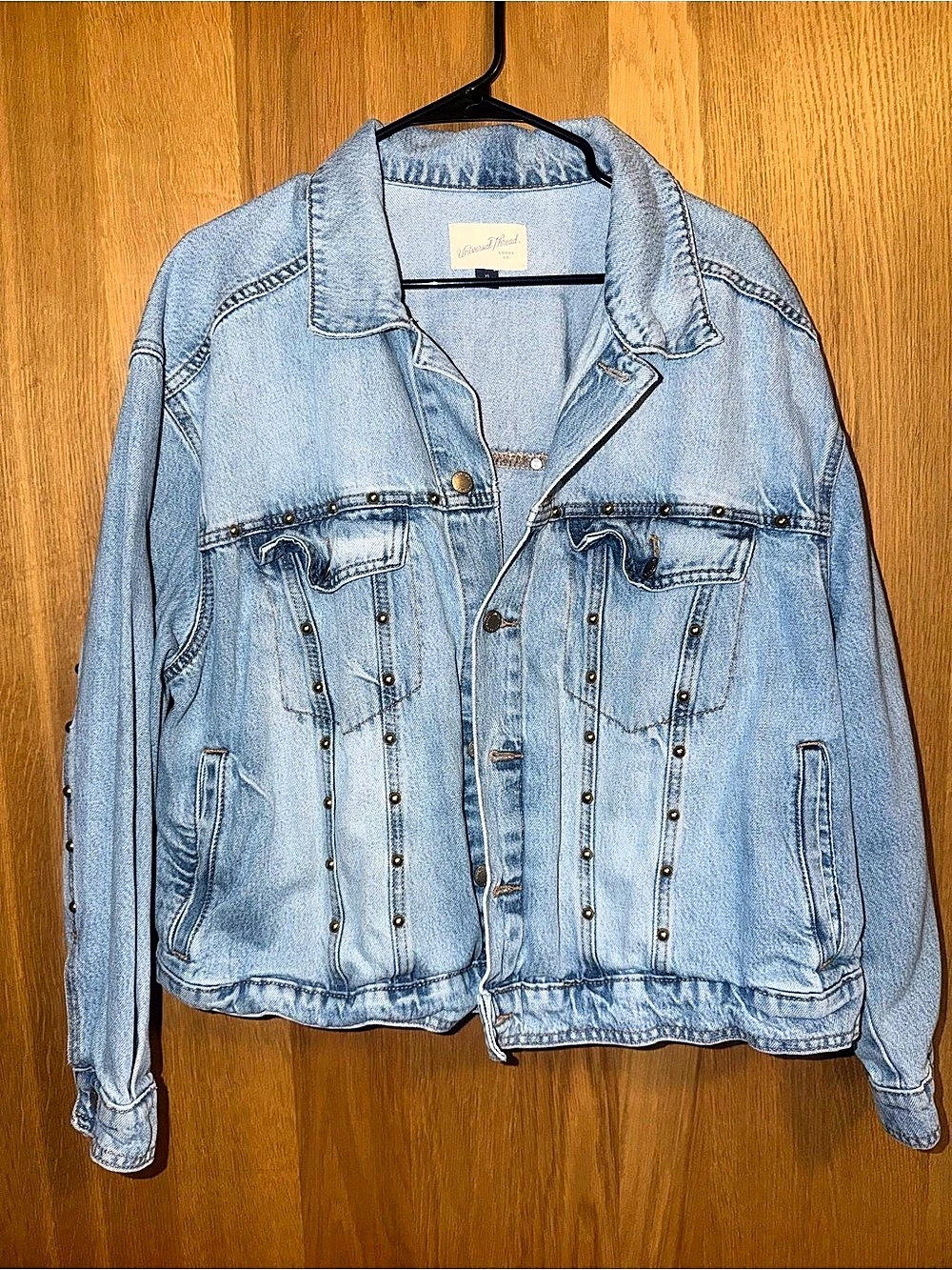 Universal Thread Studded Denim Trucker Jacket Blue XL